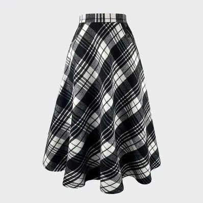 Plaid Tweed Large Pocket A Line Skirt  Style Ratio