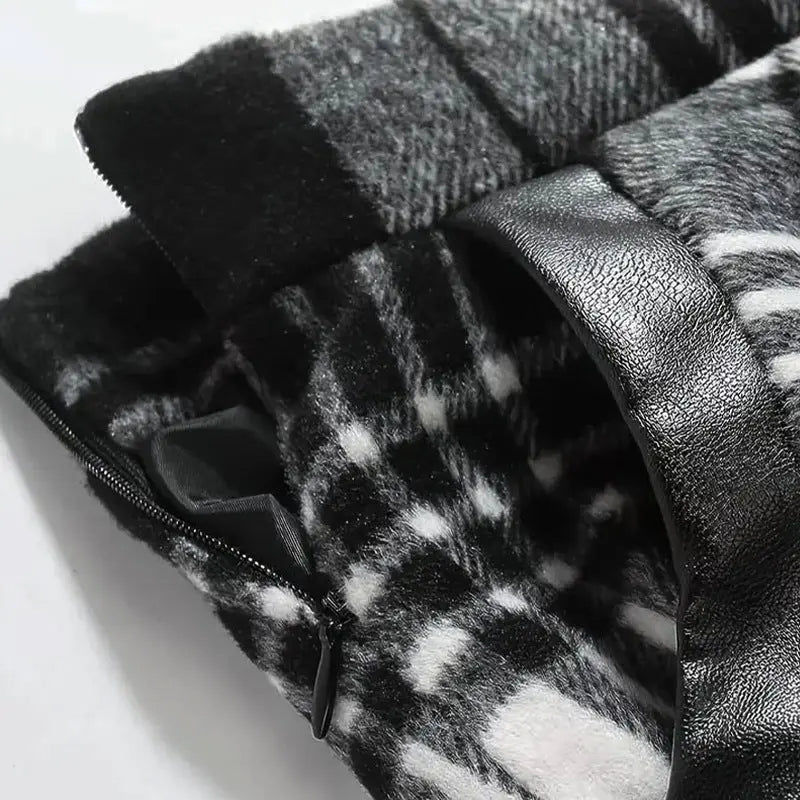 Plaid Tweed Large Pocket A Line Skirt  Style Ratio