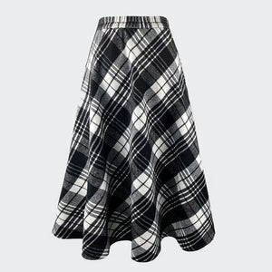 Plaid Tweed Large Pocket A Line Skirt  Style Ratio