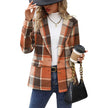 Plaid Women Vintage Notched Lapel Blazer  Style Ratio