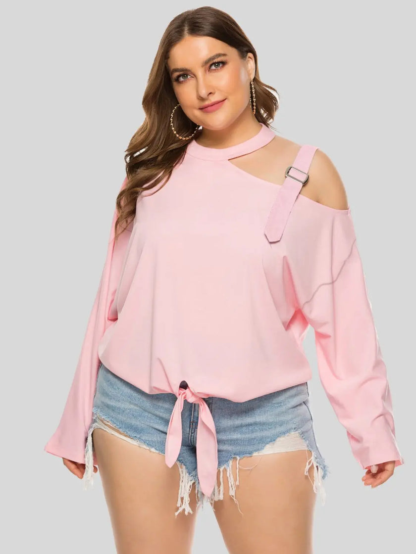 Plus Size Cold-Shoulder Tied Top  Style Ratio