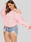 Plus Size Cold-Shoulder Tied Top  Style Ratio
