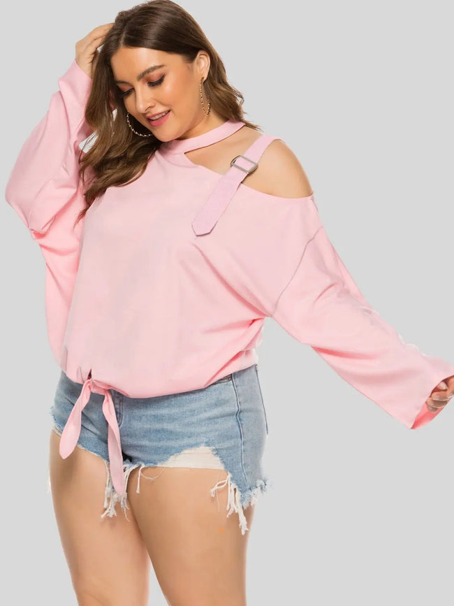 Plus Size Cold-Shoulder Tied Top  Style Ratio