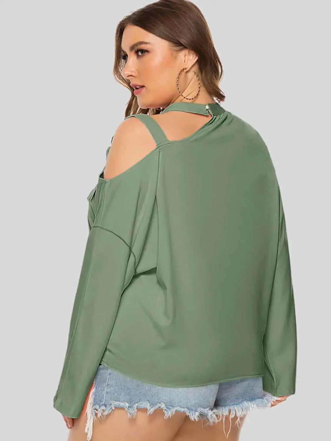 Plus Size Cold-Shoulder Tied Top  Style Ratio