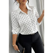 Plus Size Polka Dot Button Up Long Sleeve Shirt  Style Ratio