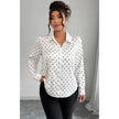 Plus Size Polka Dot Button Up Long Sleeve Shirt  Style Ratio