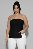 Plus Strapless Ribbed Side-slit Flare Top  Style Ratio