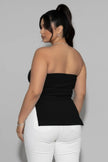Plus Strapless Ribbed Side-slit Flare Top  Style Ratio