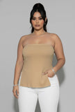Plus Strapless Ribbed Side-slit Flare Top  Style Ratio