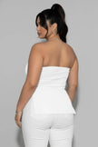 Plus Strapless Ribbed Side-slit Flare Top  Style Ratio