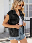 Pocketed Button Up Sleeveless Denim Jacket  Style Ratio