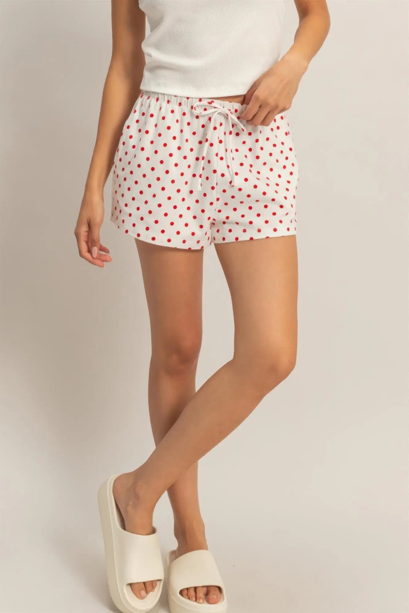 Polka Dot Drawstring Shorts  Style Ratio