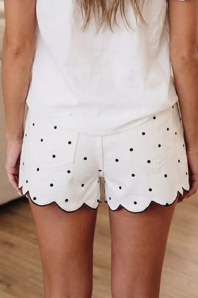 Polka Dot Scalloped Hem Shorts  Style Ratio