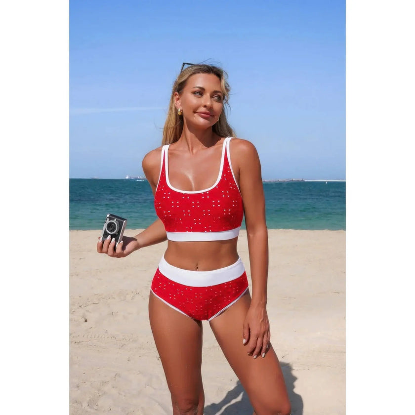 Push Up Triangle High Waisted Band Bikini  Style Ratio