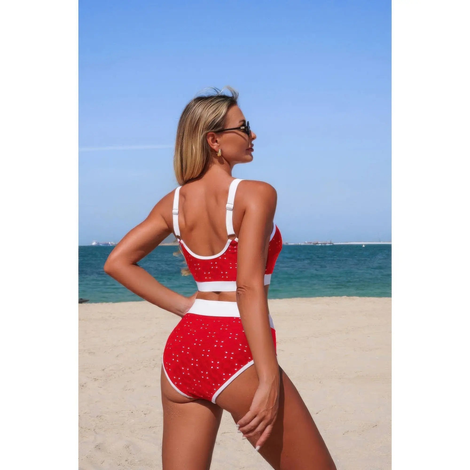 Push Up Triangle High Waisted Band Bikini  Style Ratio
