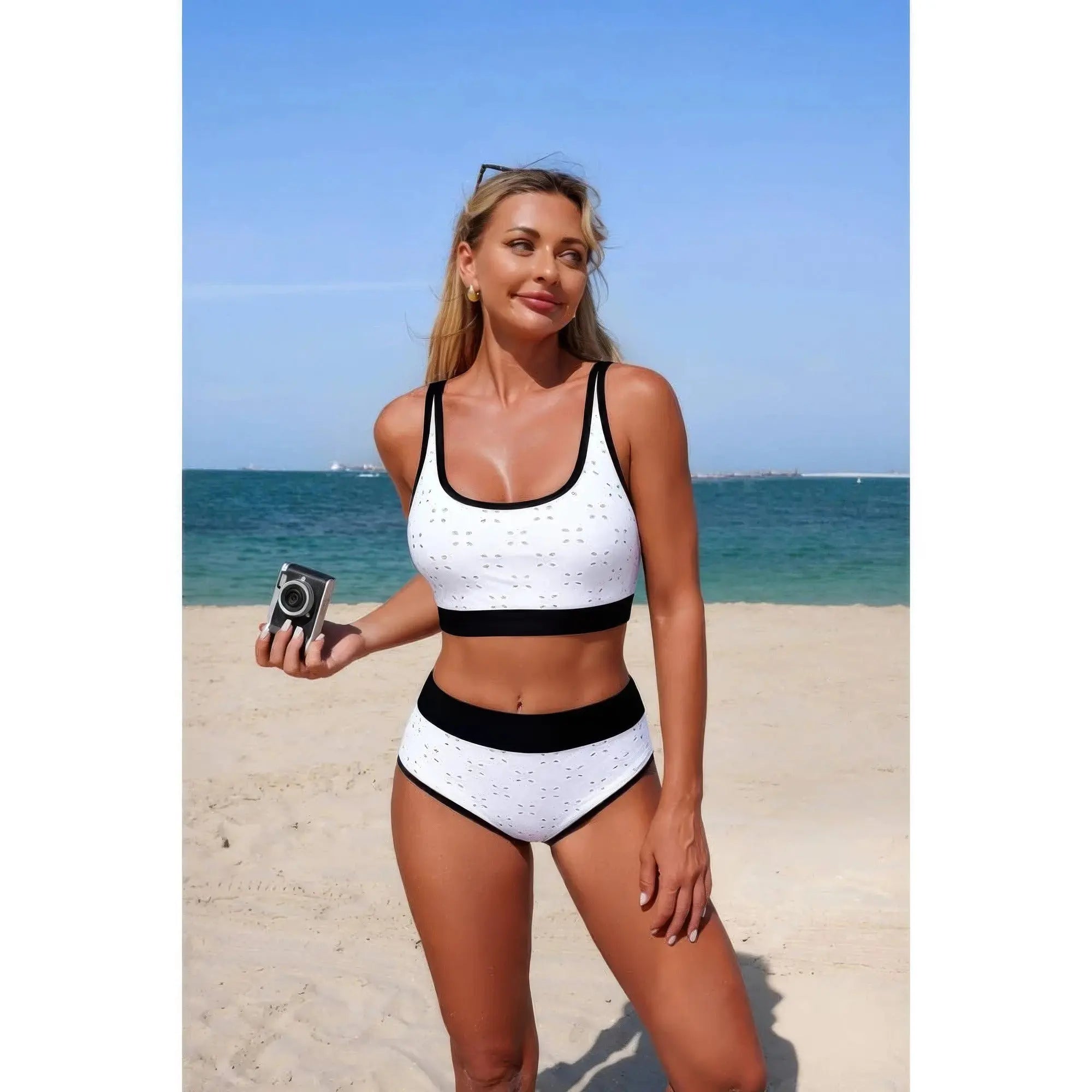 Push Up Triangle High Waisted Band Bikini  Style Ratio