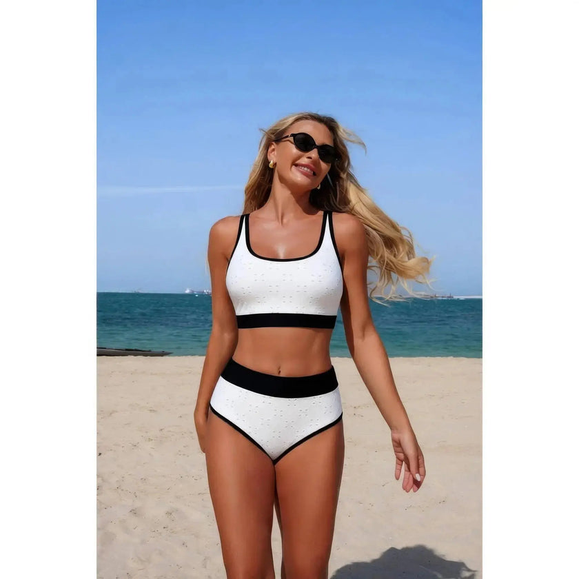 Push Up Triangle High Waisted Band Bikini  Style Ratio