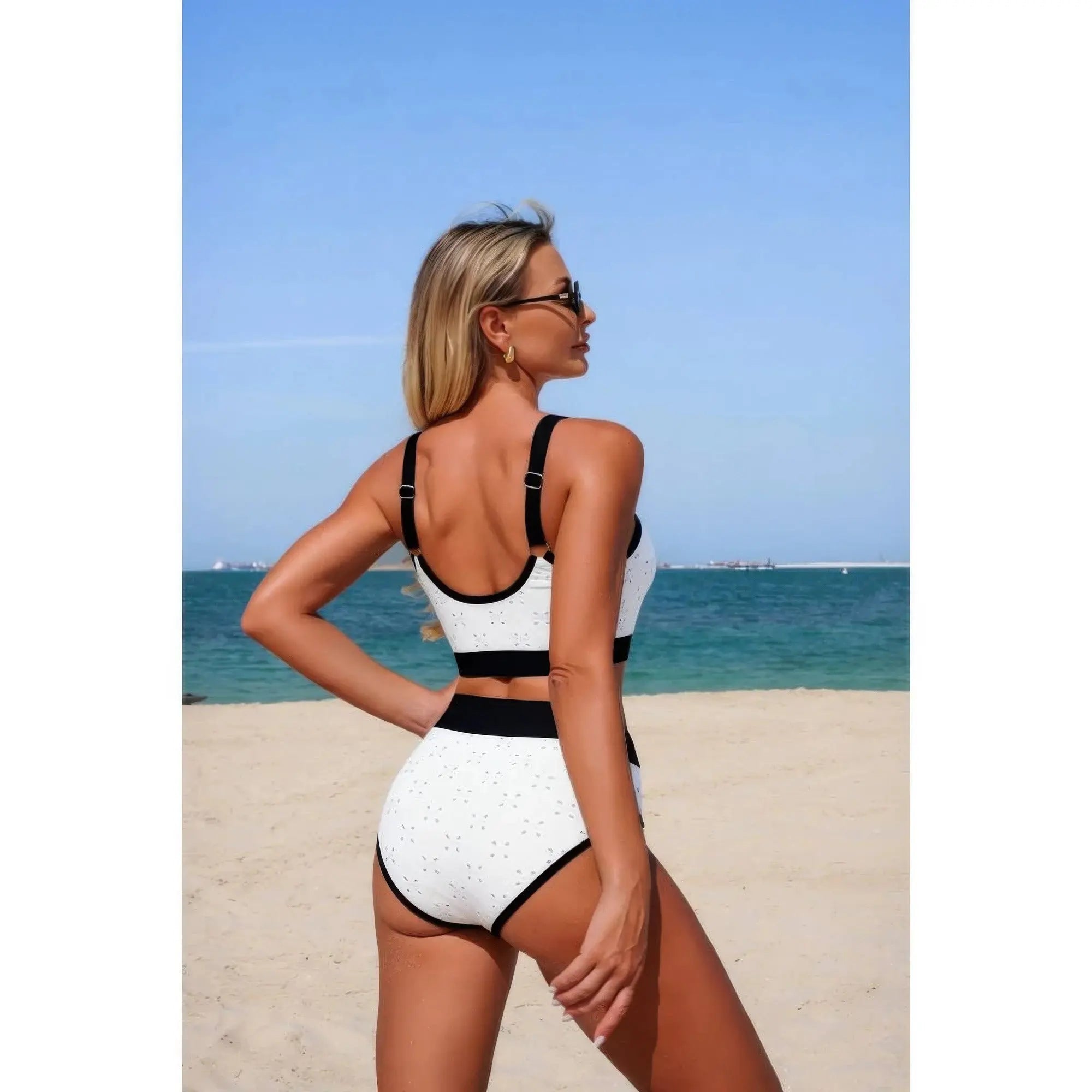Push Up Triangle High Waisted Band Bikini  Style Ratio