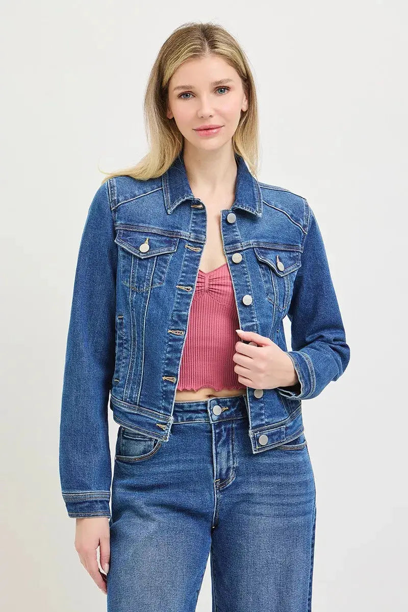 RISEN Basic Fitted Button Down Denim Jacket  Style Ratio