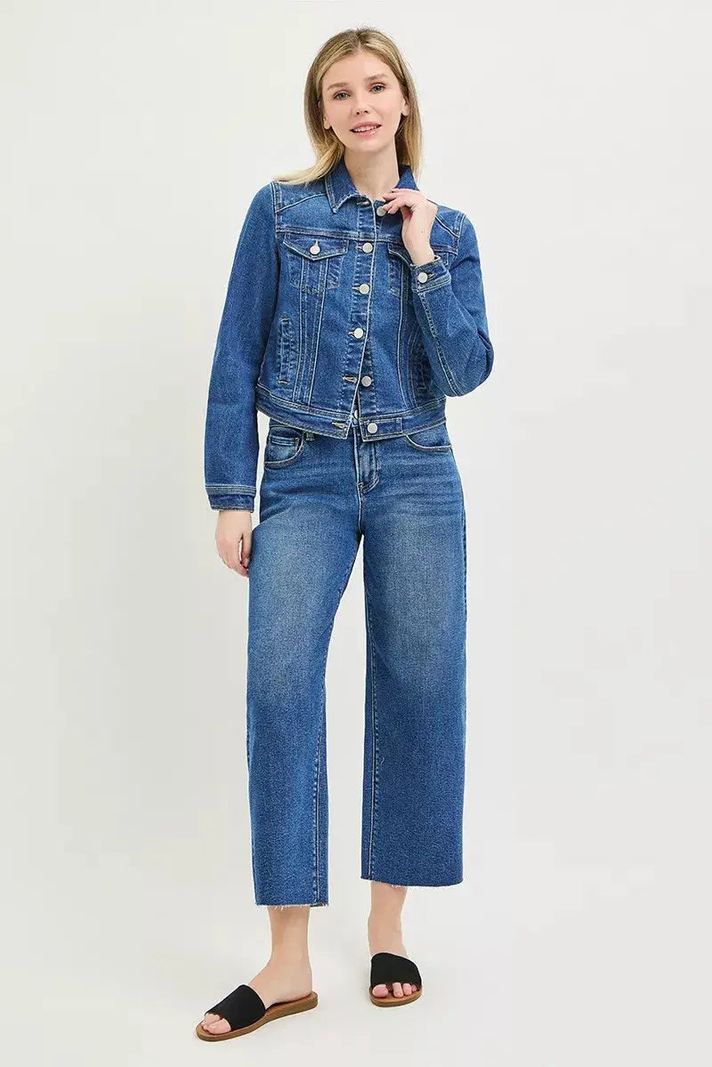 RISEN Basic Fitted Button Down Denim Jacket  Style Ratio
