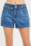 RISEN Double Button Slouchy Denim Shorts with Belt  Style Ratio