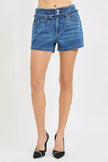 RISEN Double Button Slouchy Denim Shorts with Belt  Style Ratio