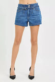RISEN Double Button Slouchy Denim Shorts with Belt  Style Ratio