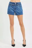 RISEN Double Button Slouchy Denim Shorts with Belt  Style Ratio