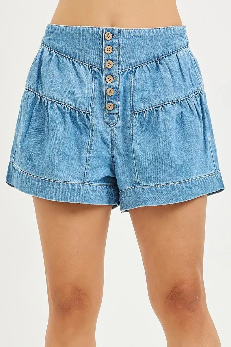 RISEN Elastic Band Slouchy Shorts With Shirred Detail  Style Ratio