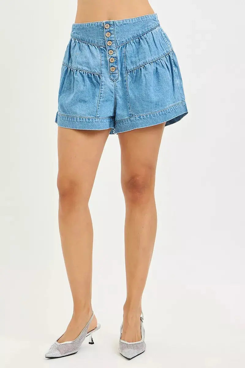 RISEN Elastic Band Slouchy Shorts With Shirred Detail  Style Ratio