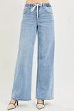 RISEN Elastic Band Slouchy Wide Jeans with Drawstring  Style Ratio