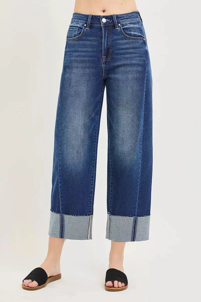 RISEN Full Size Slouchy Crop Barrel Cuffed Jeans Plus Size  Style Ratio