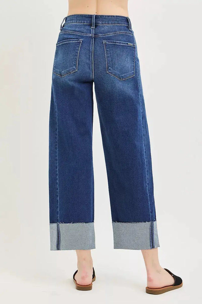 RISEN Full Size Slouchy Crop Barrel Cuffed Jeans Plus Size  Style Ratio