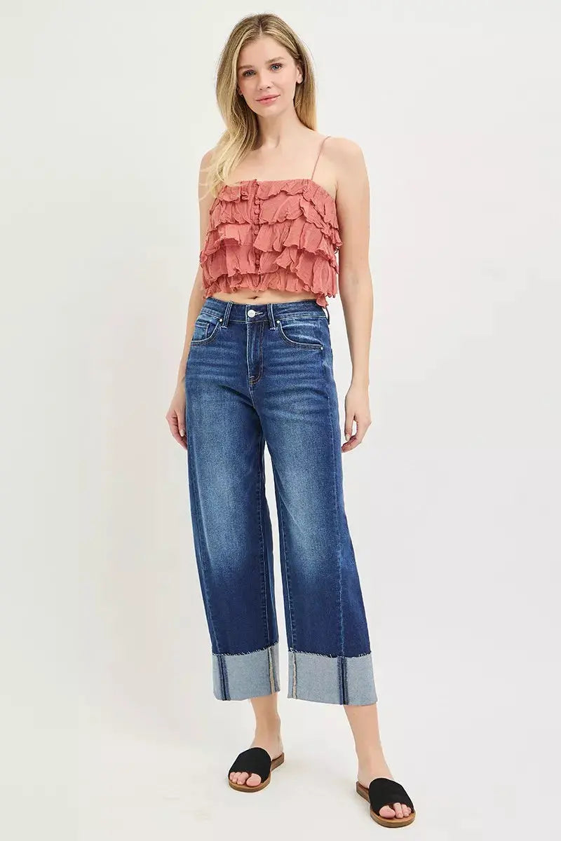 RISEN Full Size Slouchy Crop Barrel Cuffed Jeans Plus Size  Style Ratio