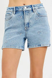 RISEN High Rise Denim Shorts with Embroidered Detail  Style Ratio