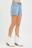 RISEN High Rise Denim Shorts with Embroidered Detail  Style Ratio