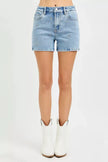 RISEN High Rise Denim Shorts with Embroidered Detail  Style Ratio