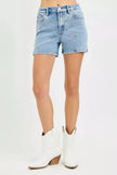 RISEN High Rise Denim Shorts with Embroidered Detail  Style Ratio