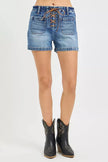 RISEN High Rise Front Tie Up Shorts with Patch Pockets  Style Ratio