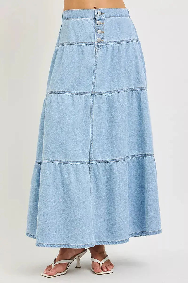 RISEN High Rise Ruffle Long Skirts  Style Ratio