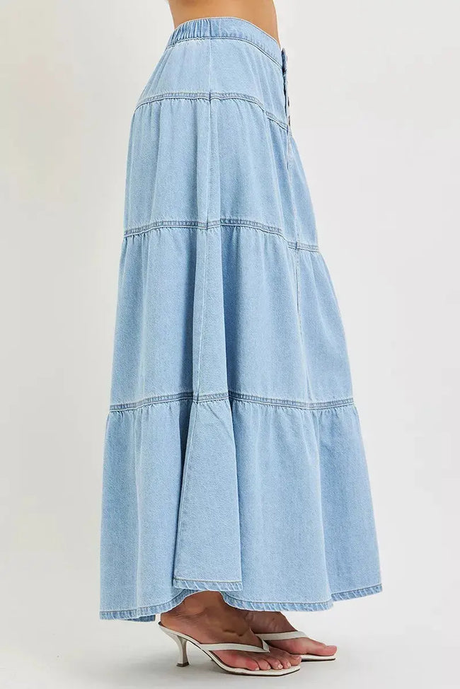 RISEN High Rise Ruffle Long Skirts  Style Ratio
