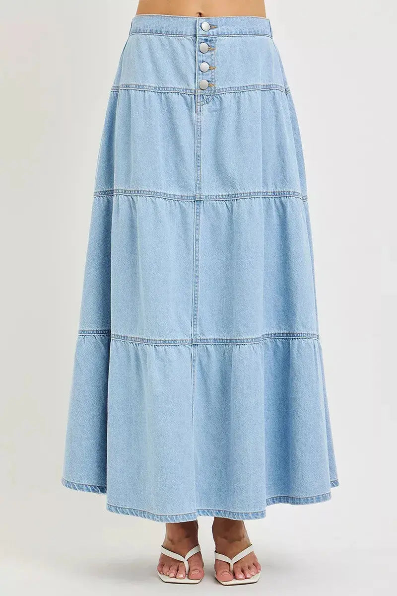 RISEN High Rise Ruffle Long Skirts  Style Ratio