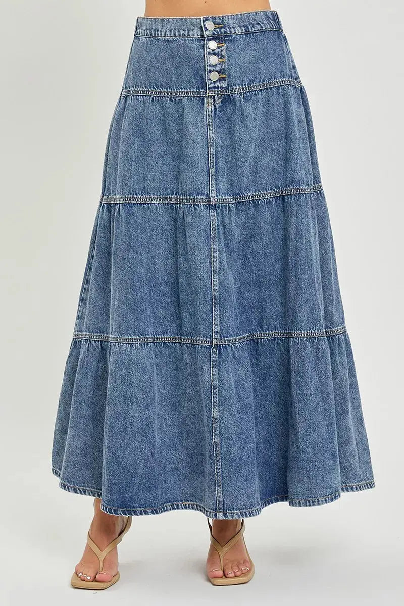 RISEN High Rise Ruffle Long Skirts  Style Ratio