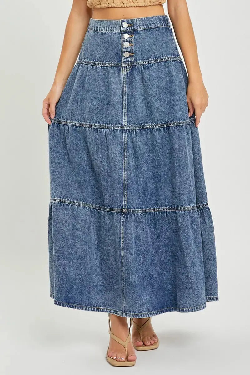 RISEN High Rise Ruffle Long Skirts  Style Ratio