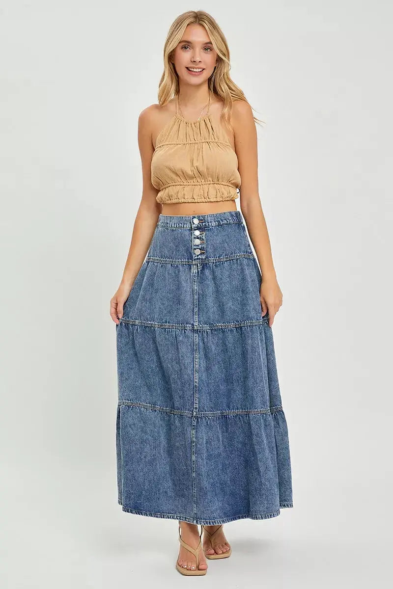 RISEN High Rise Ruffle Long Skirts  Style Ratio