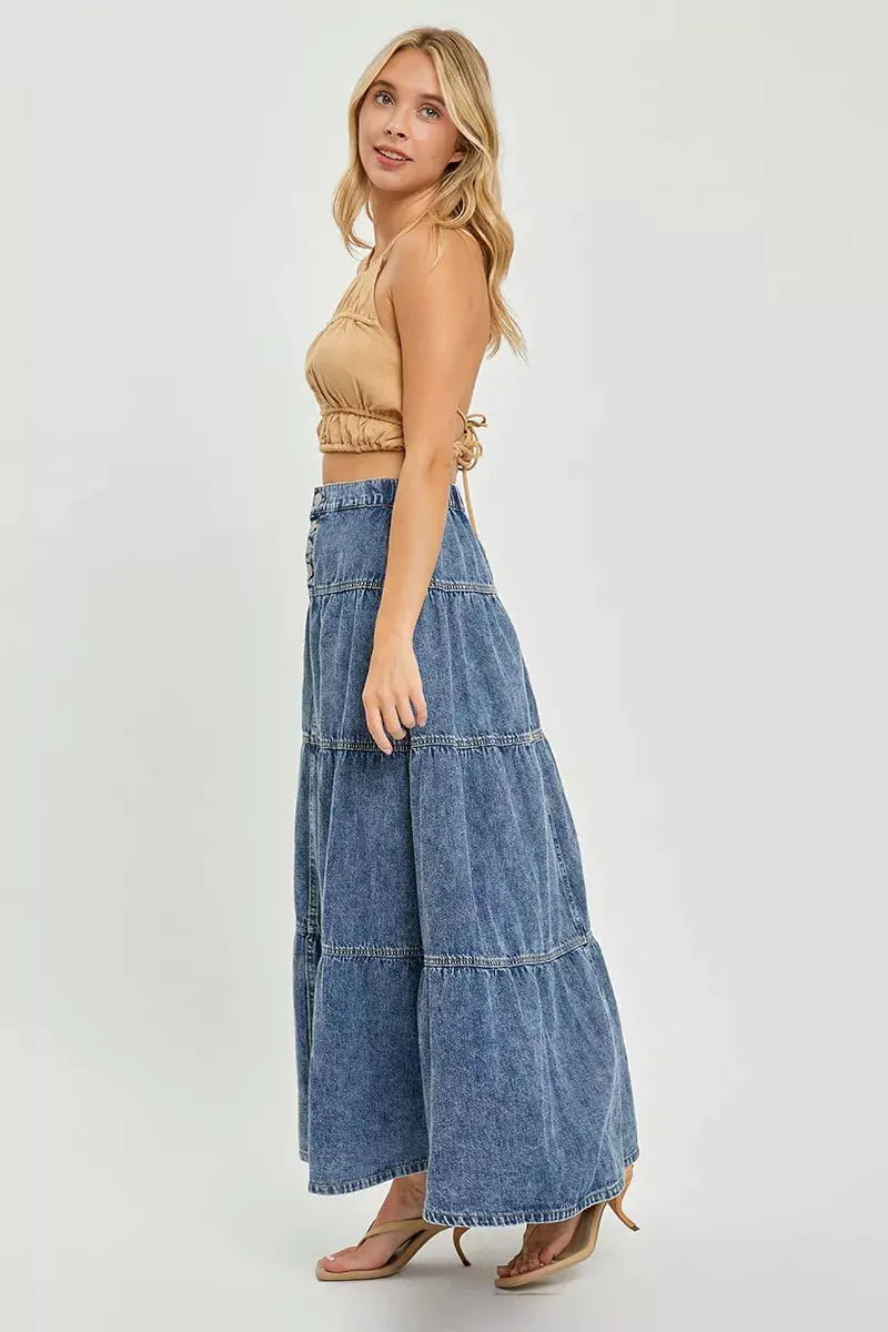 RISEN High Rise Ruffle Long Skirts  Style Ratio