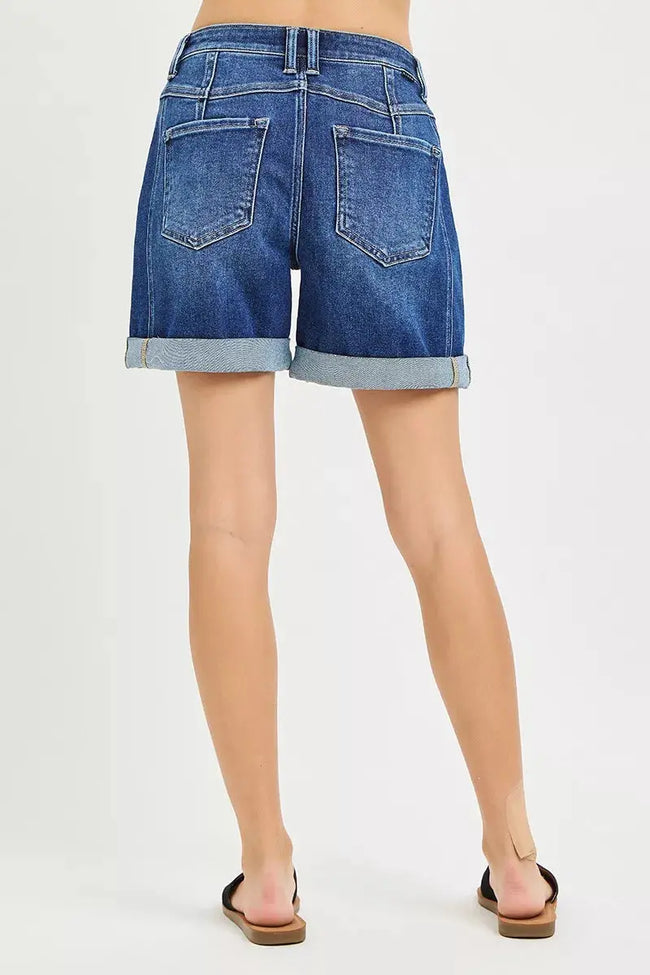 RISEN High Rise Seamed Roll Up Shorts  Style Ratio
