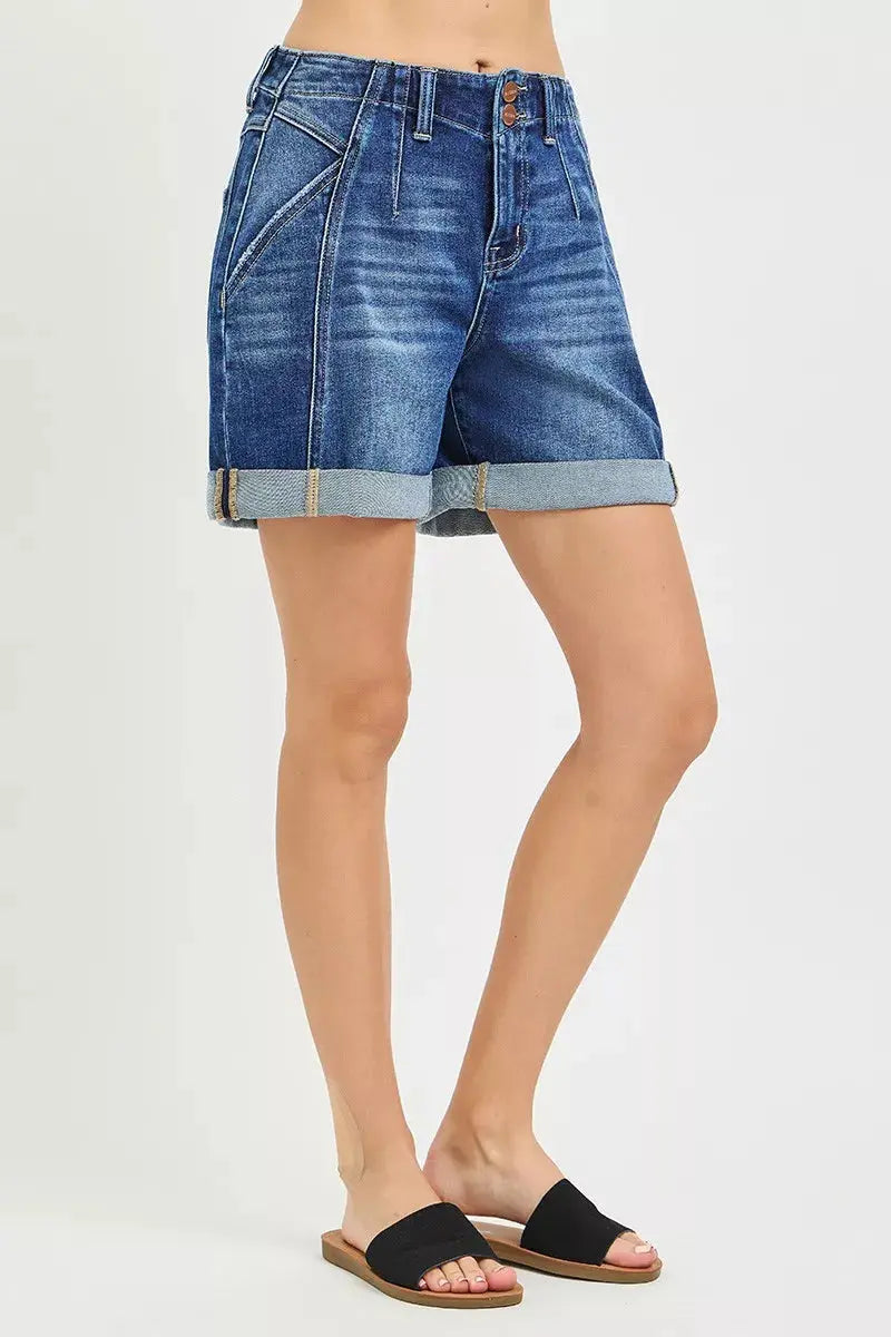 RISEN High Rise Seamed Roll Up Shorts  Style Ratio