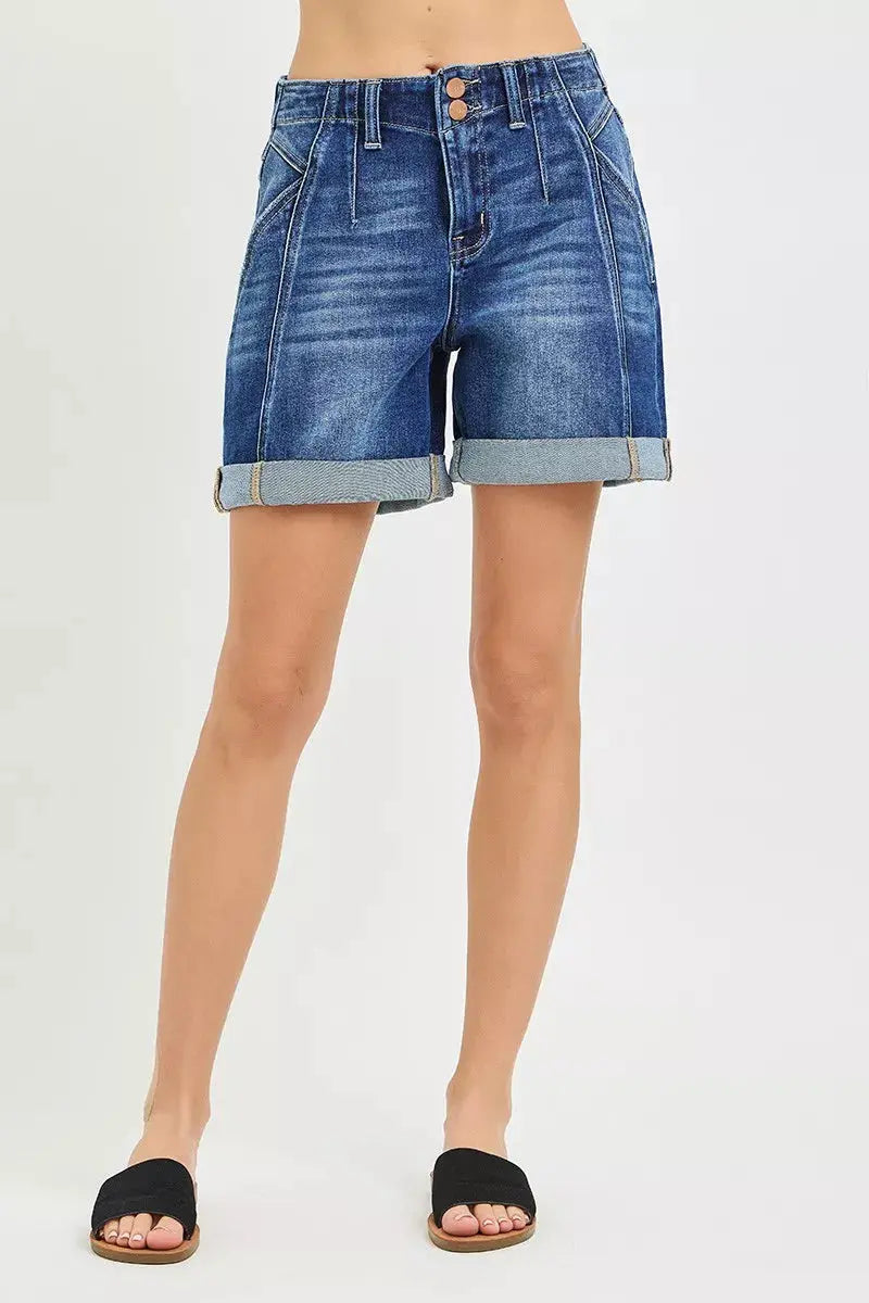 RISEN High Rise Seamed Roll Up Shorts  Style Ratio