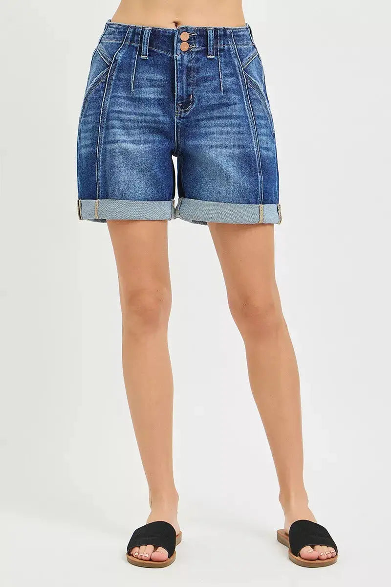 RISEN High Rise Seamed Roll Up Shorts  Style Ratio
